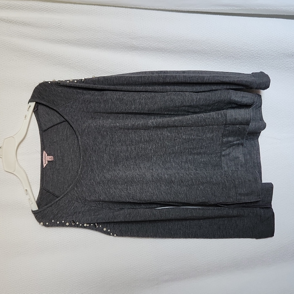 Juicy Couture Heather Gray Beaded Cold Shoulder Sweater